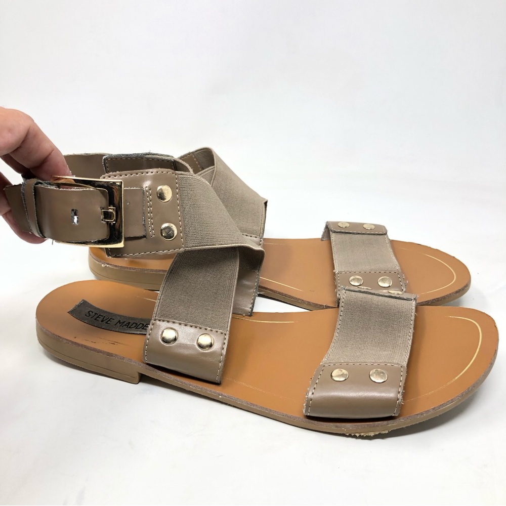 Steve Madden Cidnie Taupe Flat Sandals Size 10
